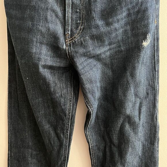 Zara Women Jeans 4 Premium Denim 30x33 Dark Wash Frayed Hem Straight Leg Classic - Picture 5 of 12